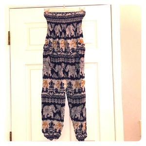 Elephant patterned bohemian pants